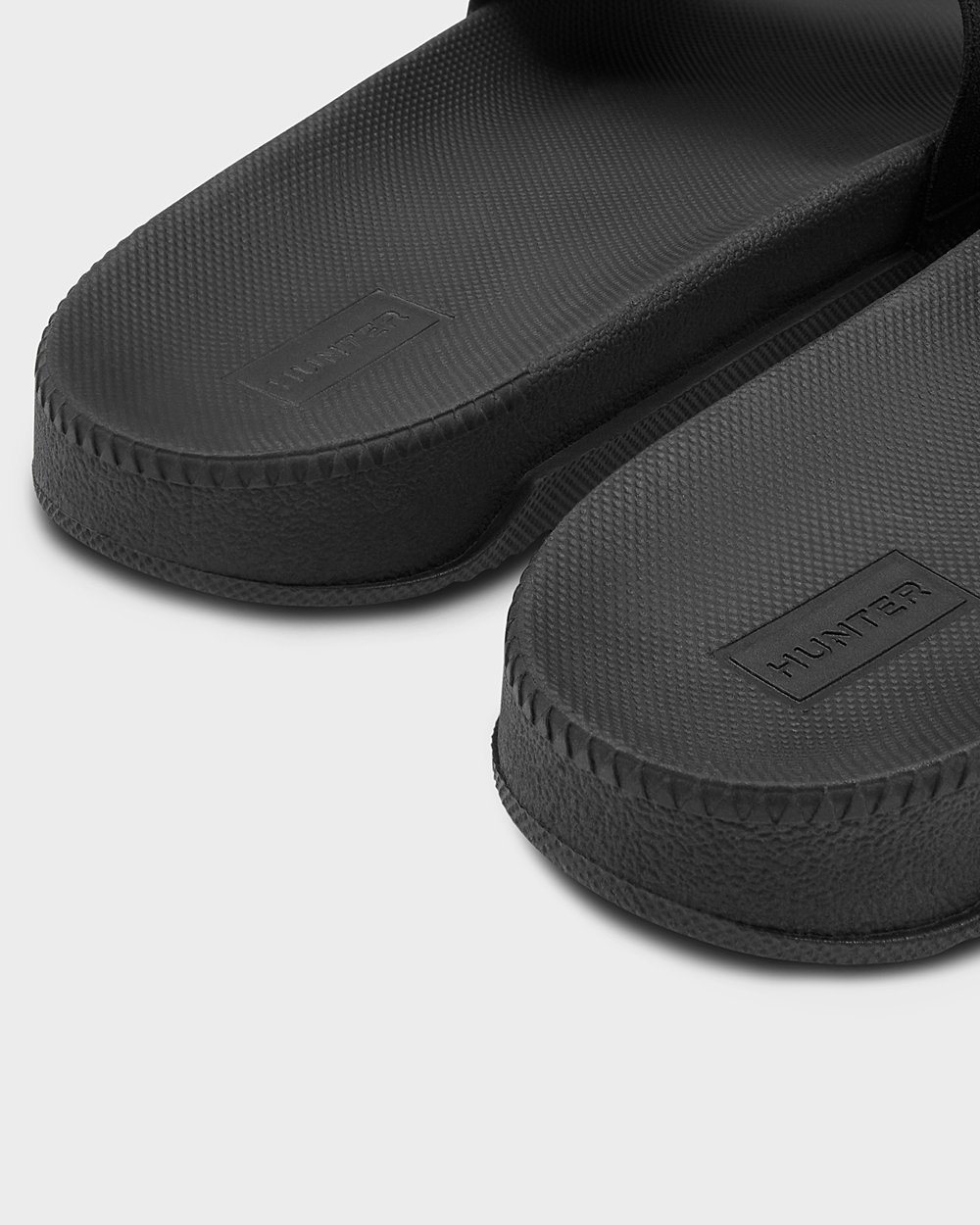 Womens Slides - Hunter Original Elastic (30OSVNZGA) - Black